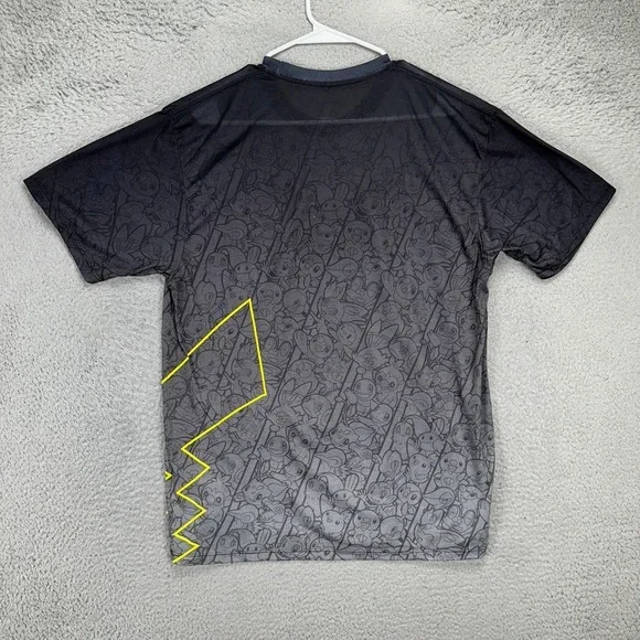 Pokemon Pikachu Adult Mens T-Shirt Large Grey Graphic Ombre Short Sleeve Tee NEW - Picture 3 of 8
